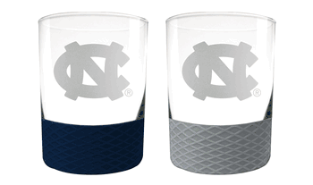 North Carolina Tar Heels 2pc Laser Etched Commissioner Rocks Glass Set