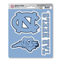 North Carolina Tar Heels 3 Piece Decal Sticker Set
