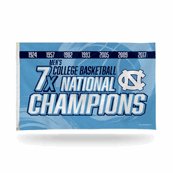 North Carolina Tar Heels 7 Time College Basketball Champs Banner Flag