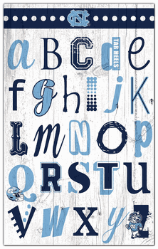 North Carolina Tar Heels Alphabet 11x19 Sign