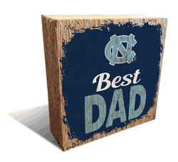 North Carolina Tar Heels Best Dad 6x6 Wood Block