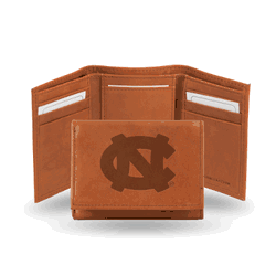 North Carolina Tar Heels  Brown Embossed Genuine Leather Tri-Fold Wallet