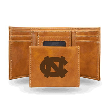 North Carolina Tar Heels Brown Laser Engraved Faux Leather Trifold