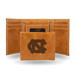 North Carolina Tar Heels Brown Laser Engraved Tri-Fold Wallet