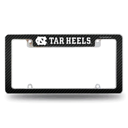 North Carolina Tar Heels Carbon Fiber 12" x 6" Chrome All Over Automotive License Plate Frame for Car/Truck/SUV