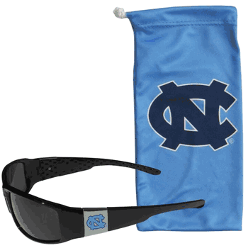 North Carolina Tar Heels Chrome Wrap Sunglasses and Bag