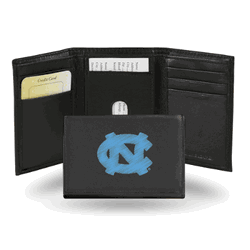 North Carolina Tar Heels  Embroidered Genuine Leather Tri-fold Wallet 3.25" x 4.25" - Slim