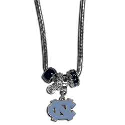 North Carolina Tar Heels Euro Bead Necklace