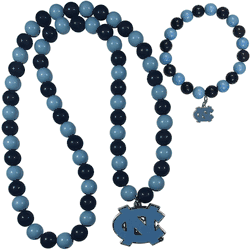 North Carolina Tar Heels Fan Bead Necklace and Bracelet Set