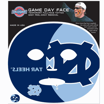 North Carolina Tar Heels Game Face Temporary Tattoo
