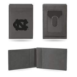 North Carolina Tar Heels Gray Laser Engraved Front Pocket Wallet