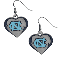 North Carolina Tar Heels Heart Dangle Earrings