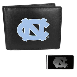 North Carolina Tar Heels Leather Bi-fold Wallet & Black Money Clip