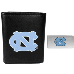 North Carolina Tar Heels Leather Tri-fold Wallet & Money Clip