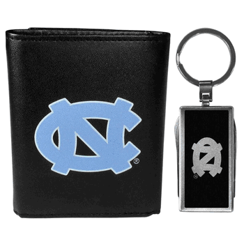 North Carolina Tar Heels Leather Tri-fold Wallet & Multitool Key Chain