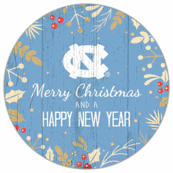 North Carolina Tar Heels Merry Christmas & New Year 12in Circle