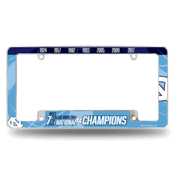 North Carolina Tar Heels Multi Champ 12" x 6" Chrome All Over Automotive License Plate Frame