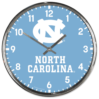 North Carolina Tar Heels Round Chrome Wall Clock