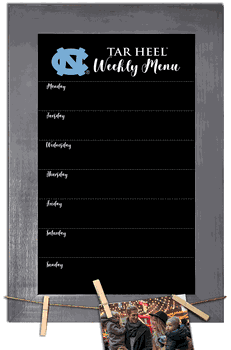 North Carolina Tar Heels Weekly Chalkboard with frame & clothespins 11x19 Sign