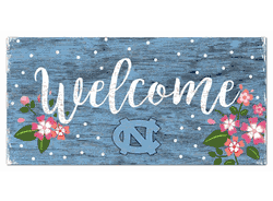 North Carolina Tar Heels Welcome Floral 6x12 Sign