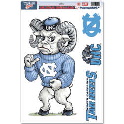 North Carolina Tarheels Ultra Decal 11in x 17in Mascot