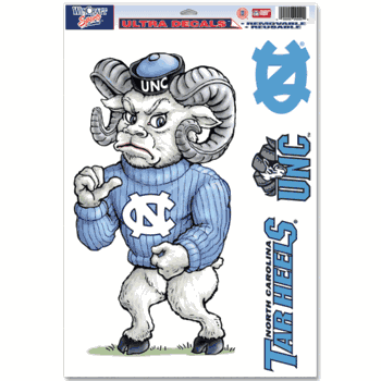 North Carolina Tarheels Ultra Decal 11in x 17in Mascot