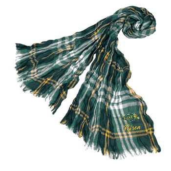 North Dakota State Bison Crinkle Scarf Plaid Green/Mari