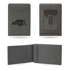 North Dakota State Bison Gray Laser Engraved Front Pocket Wallet