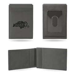 North Dakota State Bison Laser Engraved Gray Front Pocket Wallet