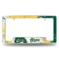 North Dakota State Bison Tie Dye 12" x 6" Chrome All Over Automotive License Plate Frame