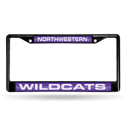 Northwestern Wildcats Black 12" x 6" Black Laser Cut Chrome Frame