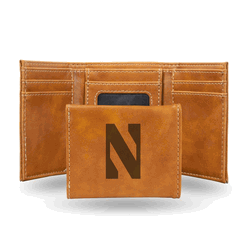 Northwestern Wildcats Brown Laser Engraved Faux Leather Trifold