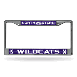 Northwestern Wildcats Classic 12" x 6" Silver Bling Chrome Car/Truck/SUV Auto Accessory