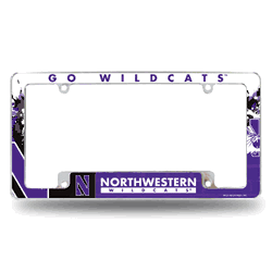 Northwestern Wildcats Primary 12" x 6" Chrome All Over Automotive License Plate Frame for Car/Truck/SUV