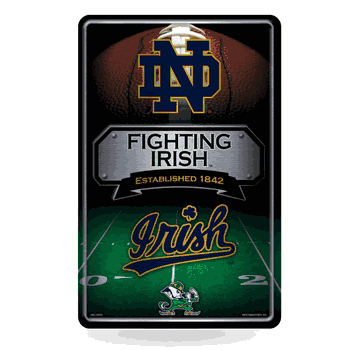 Notre Dame Fighting Irish 11X17 Large Embossed Metal Wall Sign