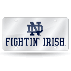 Notre Dame Fighting Irish  12" x 6" Silver Laser Cut Tag For Car/Truck/SUV