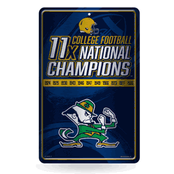 Notre Dame Fighting Irish Champ 11" x 17" Metal Home Dcor Sign