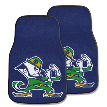 Notre Dame Fighting Irish Front Carpet Car Mat Set - 2 Pieces, Leprechaun
