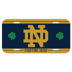 Notre Dame Fighting Irish License Plate Plastic Shamrocks Design