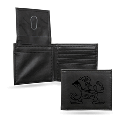 Notre Dame Fighting Irish Standard Black Laser Engraved Billfold Wallet