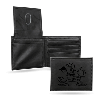 Notre Dame Fighting Irish Standard Black Laser Engraved Billfold Wallet