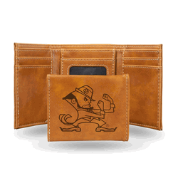 Notre Dame Fighting Irish Standard Brown Laser Engraved Faux Leather Trifold