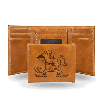 Notre Dame Fighting Irish Standard Brown Laser Engraved Faux Leather Trifold