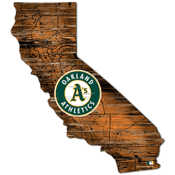 Oakland Athletics 24in. Distressed State w/Logo Sign