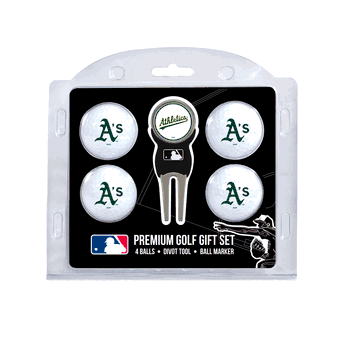Oakland Athletics 4 Ball Gift Set + Divot Tool & Marker