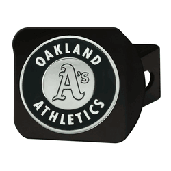 Oakland Athletics Black Metal Hitch Cover with Metal Chrome 3D Emblem