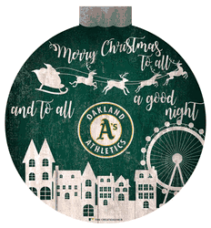 Oakland Athletics Christmas Village 12in Wall Art