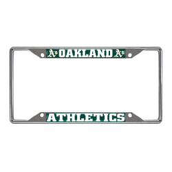 Oakland Athletics Chrome Metal License Plate Frame, 6.25in x 12.25in