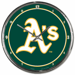 Oakland Athletics Clock Round Wall Style Chrome