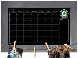 Oakland Athletics Monthly Chalkboard with frame & clothespins 11x19 Sign